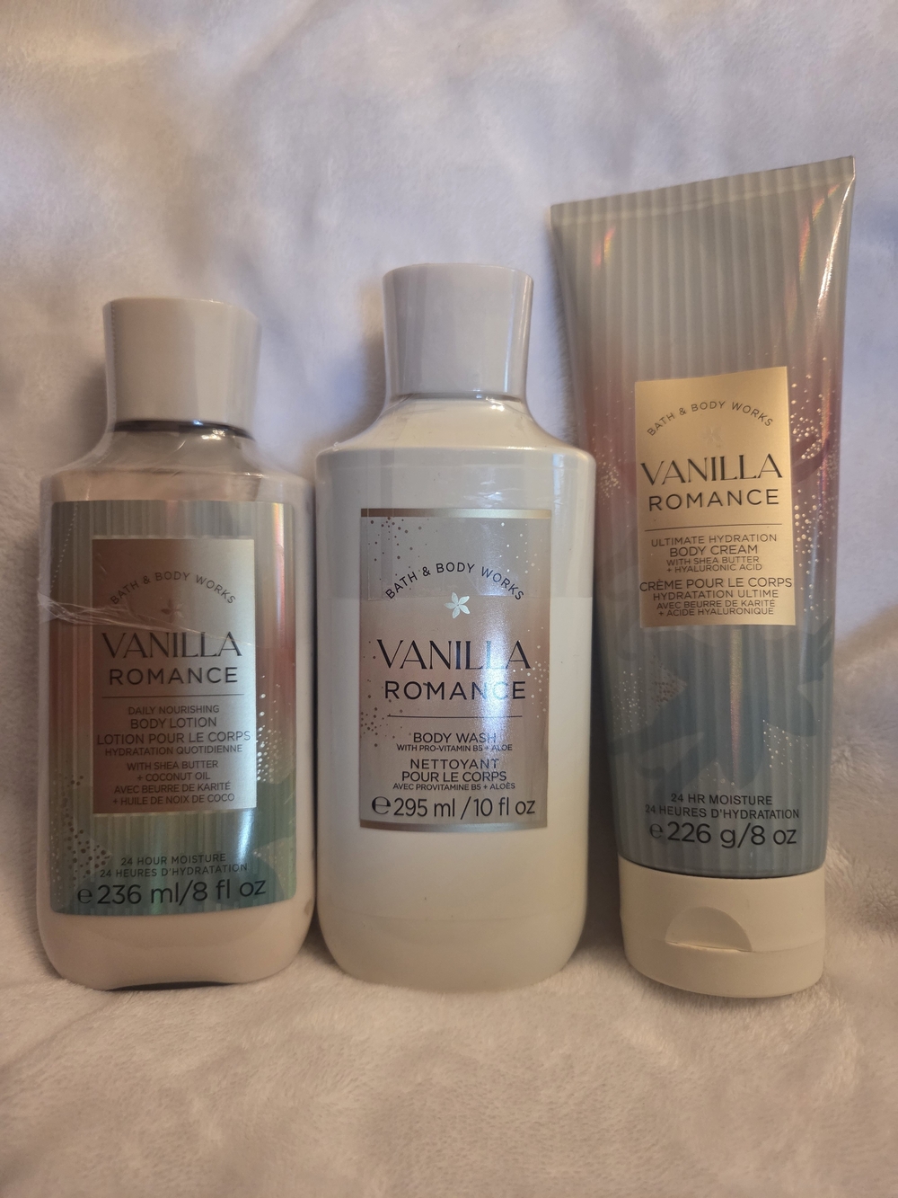 3 Pc. Vanilla Romance Bath & Body Works /Body Cream, Lotion & Body Wash NWT